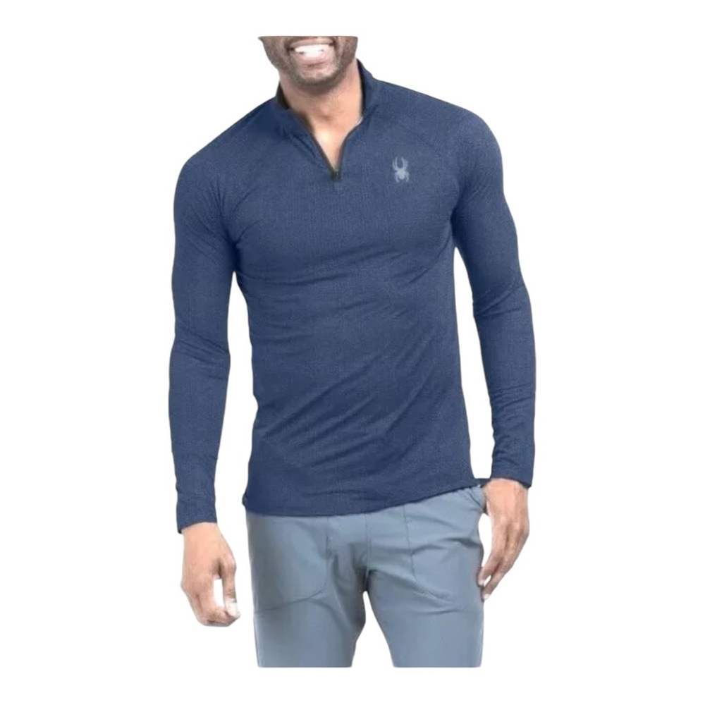 Spyder Active Men’s Moisture Wicking 4-Way Stretch 1/4 Zip Pullover Blue Size L